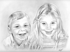 portrait crayon de 2 enfants